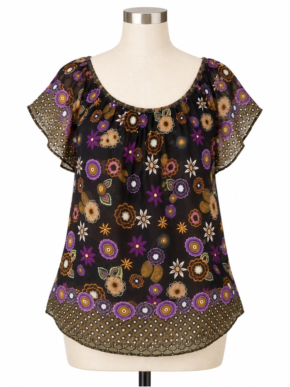 Fei Anthropologie 100% Silk Blouse Fall Colors Size M